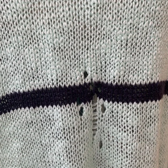 Miracle Mint Green Distressed Wide Neck Knit Stripe Top - Picture 7 of 11